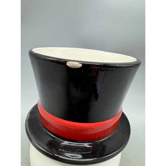 CIB snow much fun Christmas snowman fondue set 2 pc ceramic top hat scarf READ - Picture 7 of 13